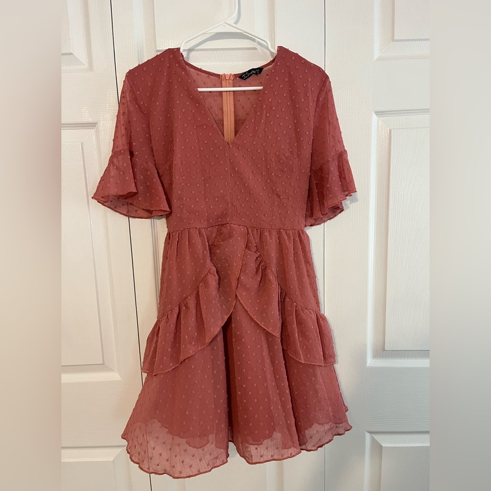 Dusty Rose Swedish Dot Mini Dress